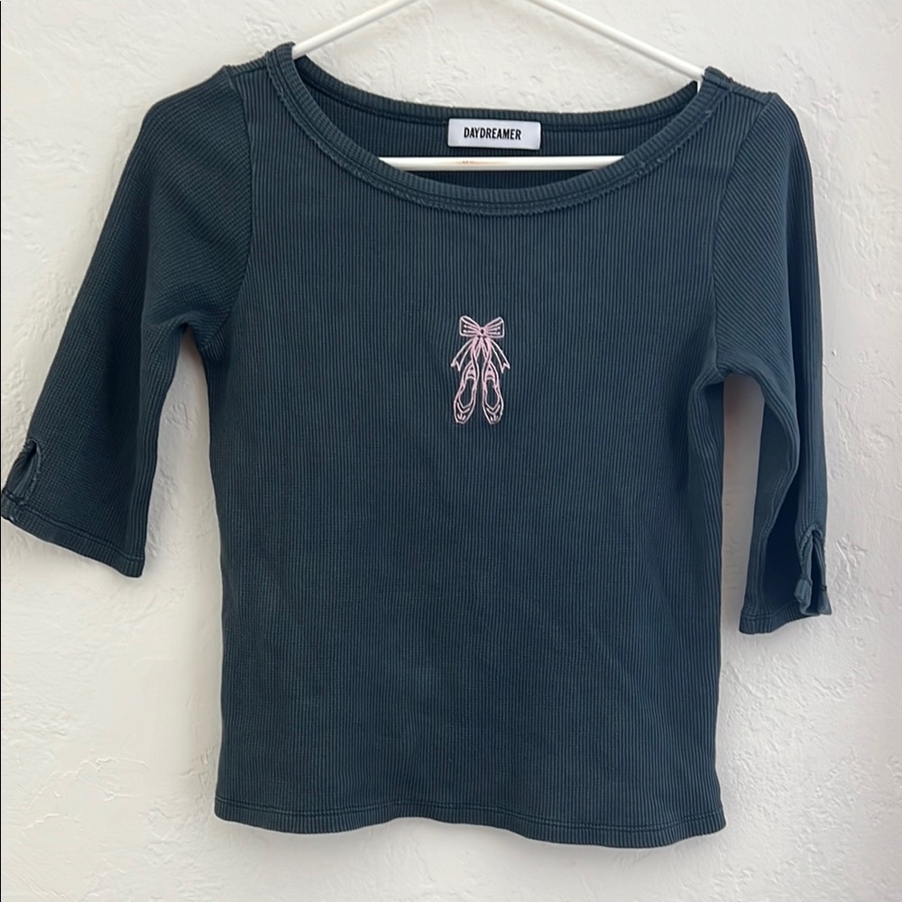 Daydreamer Embroidered Ballet Waffle Knit Top